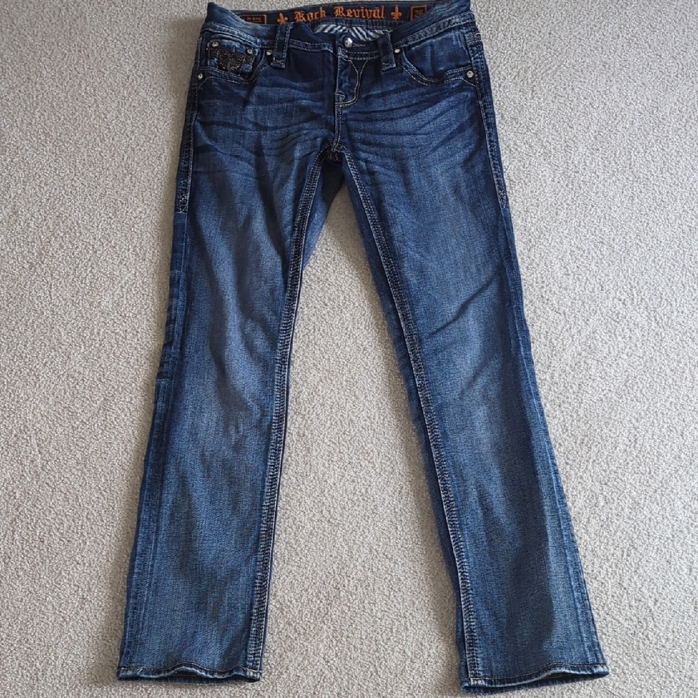 Rock Revival Blue Straight Leg Jeans Classic Style